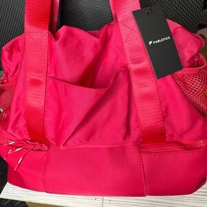 Fabletics Vibrant Raspberry Gym Tote Bag with Separate Shoe Compartment